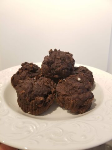 The best gluten free chocolate veggie muffins for toddlers, with spinach, zucchini, bananas, and extra protein! Paleo and keto options in the recipe alternatives!