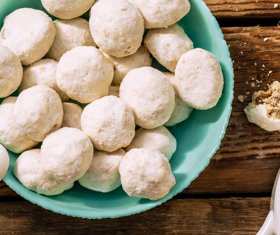 Easy to make snowball cookies! We made ours gluten free and dairy free.