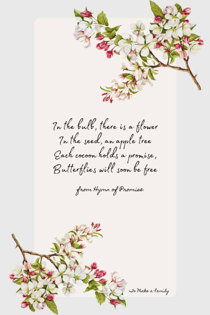 lyrics from the Hymn of Prromise, perfect for springtime songs and verses with children